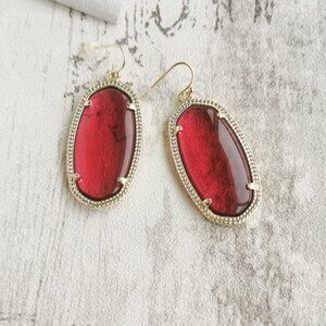 Kendra Scott Gold Berry red glass Earrings - Elle